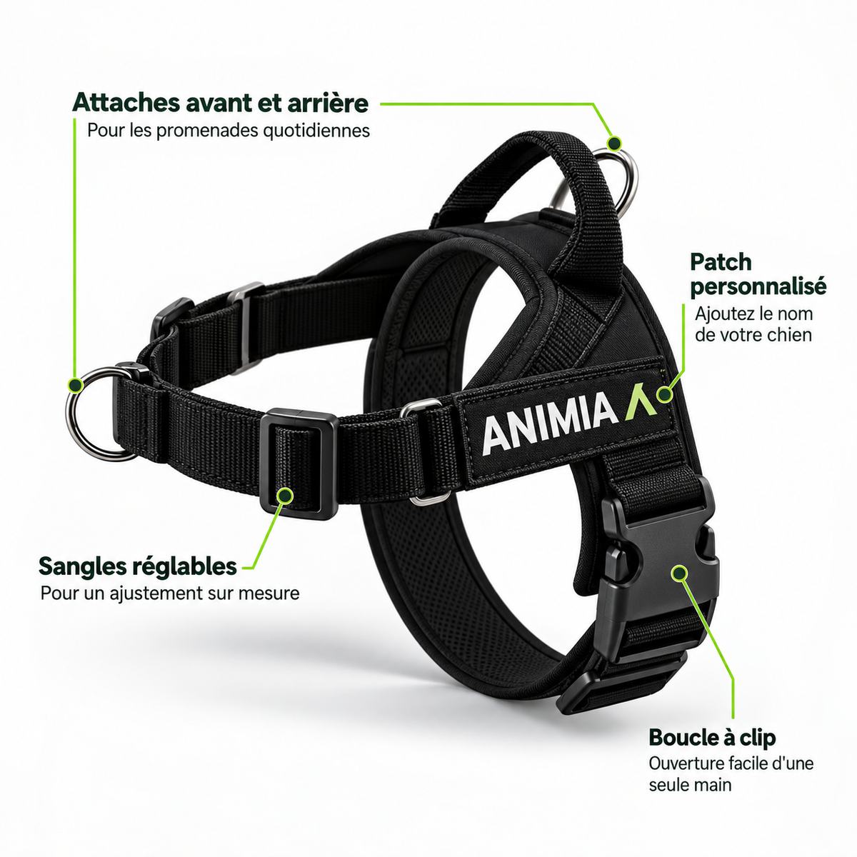 Harnais anti-traction pour chien Animia